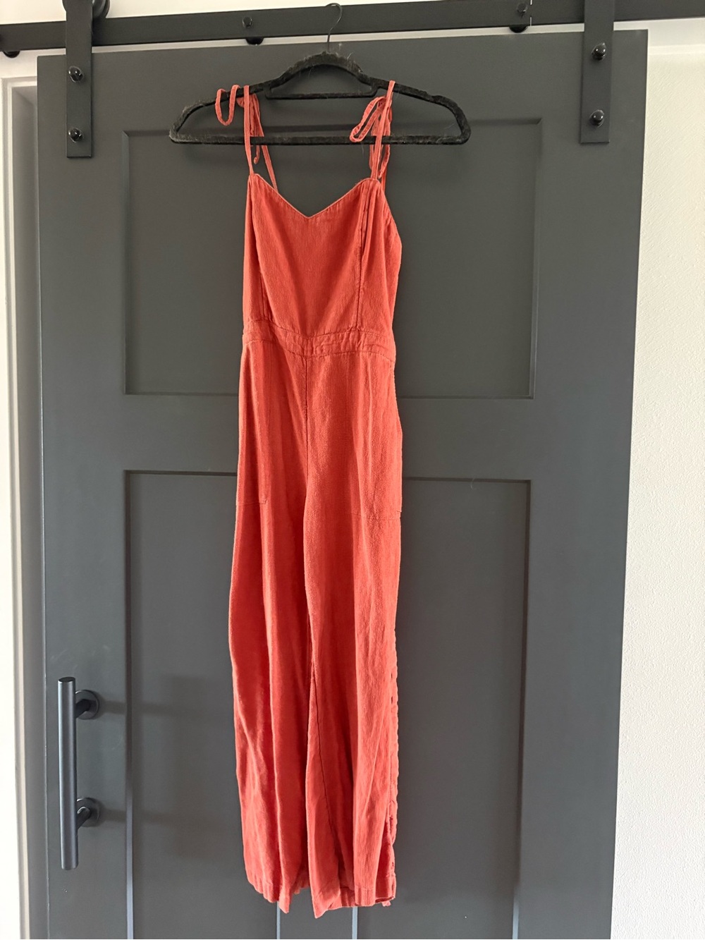 Rust Orange Tie-Strap Wide-Leg Jumpsuit A&F